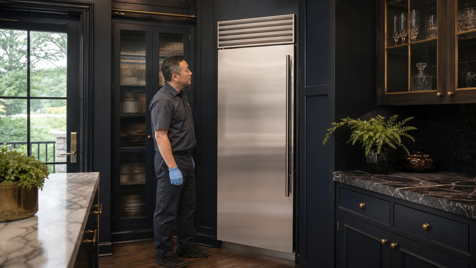 Built-in refrigerator diagnostic visit in the service area